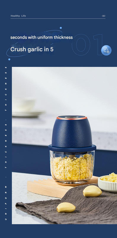 Electric Mini Garlic Chopper with Glass Bowl - USB Rechargeable, 6 Blades, Large Capacity(white) V888-ELOSUNG35897