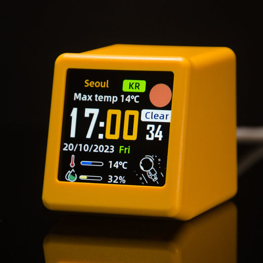 2pc Mini Smart Wi-Fi Weather Station Clock - Desktop Digital Clock with HD IPS Screen, Customizable GIF V888-ELOSUNG35900