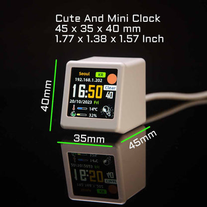 2pc Mini Smart Wi-Fi Weather Station Clock - Desktop Digital Clock with HD IPS Screen, Customizable GIF V888-ELOSUNG35903