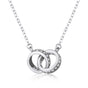 2pc Elegant Interlocking Rings Pendant Necklace with Zirconia Accents - Copper Base, Minimalist V888-ELOSUNG35907