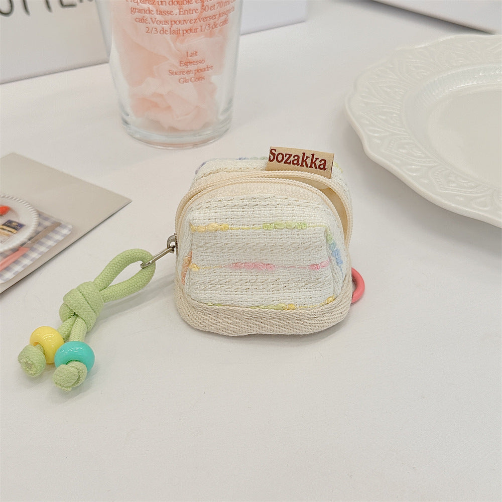 3pc Chic Woven Mini Backpack Pouch - Earphone Case & Coin Purse with Keychain Lanyard(white) V888-ELOSUNG35919