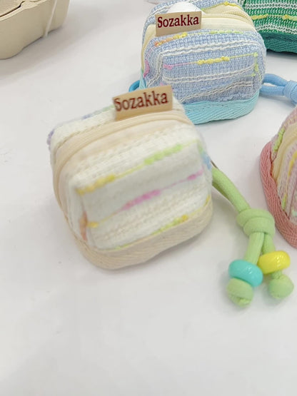 3pc Chic Woven Mini Backpack Pouch - Earphone Case & Coin Purse with Keychain Lanyard(yellow) V888-ELOSUNG35921