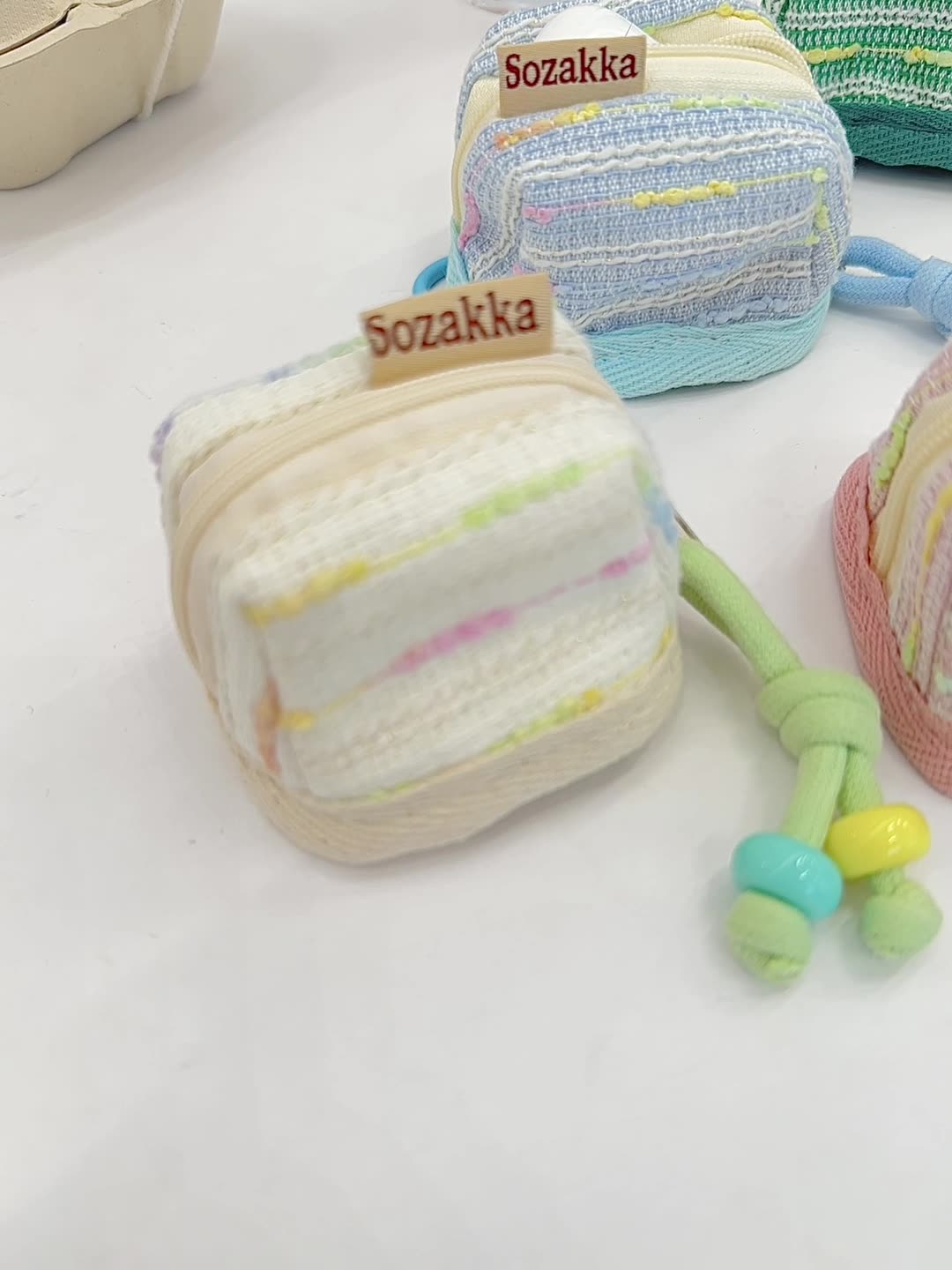 3pc Chic Woven Mini Backpack Pouch - Earphone Case & Coin Purse with Keychain Lanyard(blue) V888-ELOSUNG35922