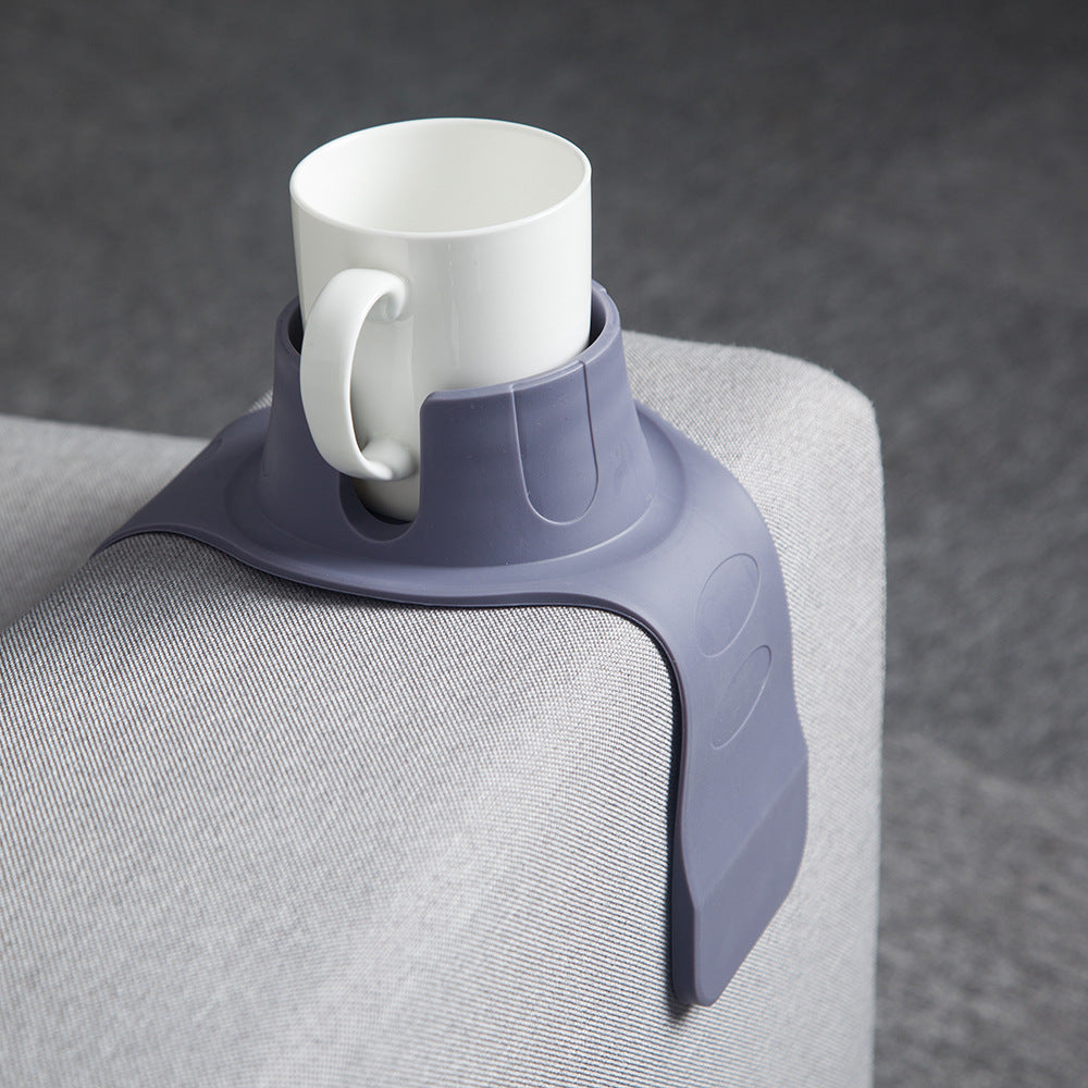 Flexible Anti-Spill Silicone Couch Arm Cup Holder - Sofa Armrest Drink Tray(Grey) V888-ELOSUNG35924