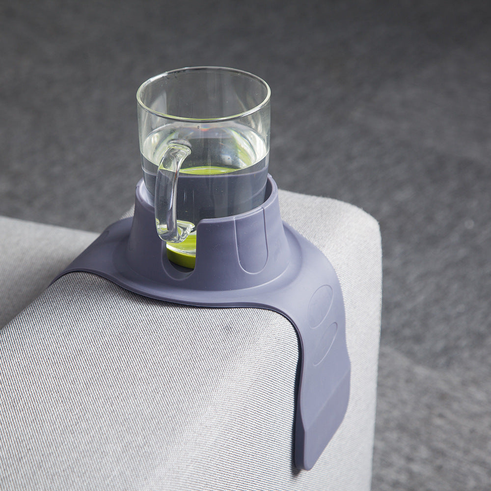 Flexible Anti-Spill Silicone Couch Arm Cup Holder - Sofa Armrest Drink Tray(Grey) V888-ELOSUNG35924