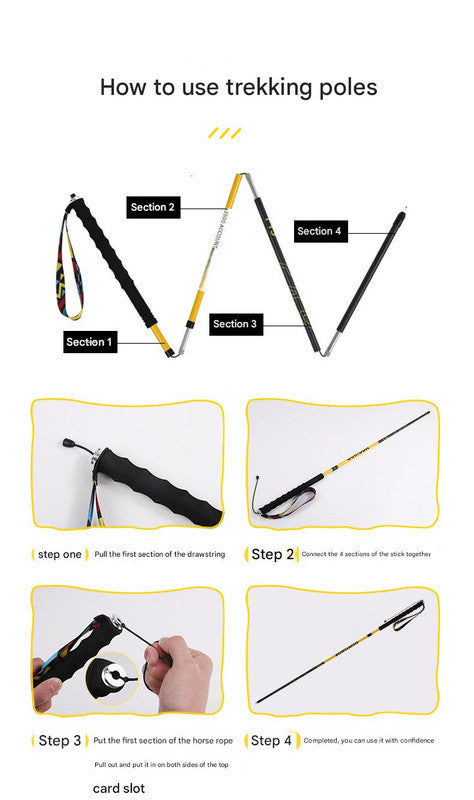 Ultralight Carbon Fiber Foldable Trail Running & Hiking Pole(yellow Recommended height range 155-165cm) V888-ELOSUNG35931