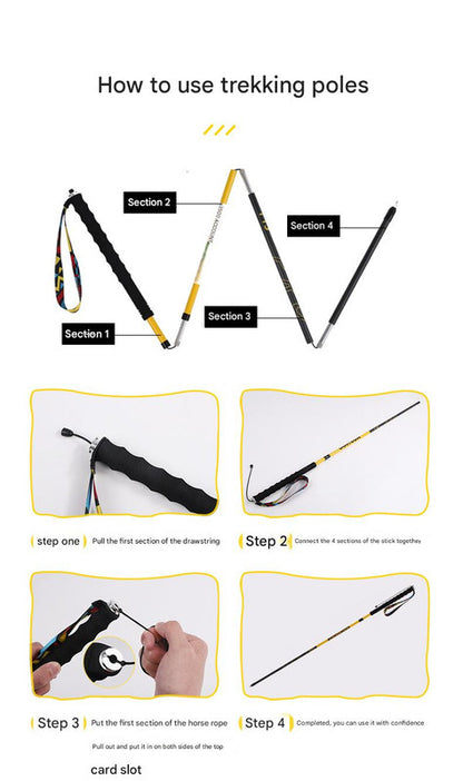 Ultralight Carbon Fiber Foldable Trail Running & Hiking Pole(yellow Recommended height range 165-175cm) V888-ELOSUNG35932