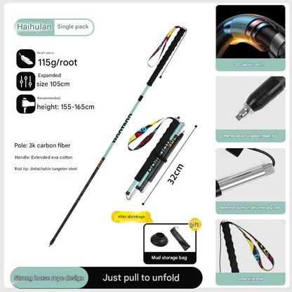 Ultralight Carbon Fiber Foldable Trail Running & Hiking Pole(blue Recommended height range 155-165cm) V888-ELOSUNG35934
