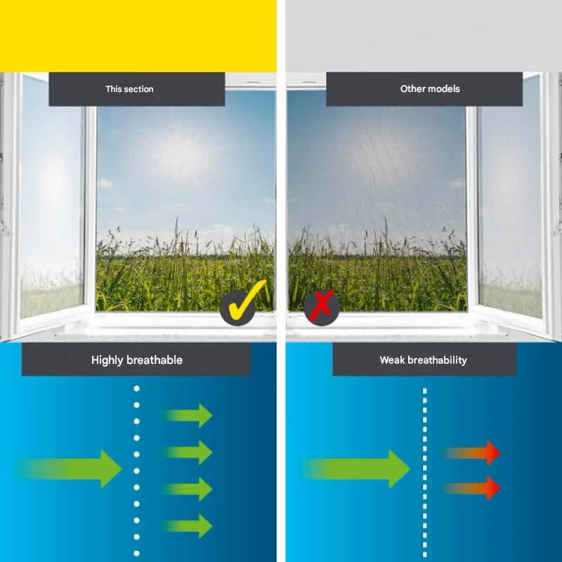 3pc DIY Magnetic Window Screen Kit - Fine Mesh Insect Net, No Drilling Required, Cut to Size(black 150cm x V888-ELOSUNG35945