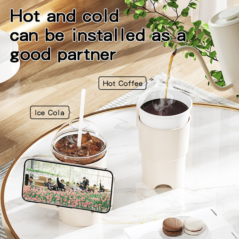 Multi-Purpose Anti-Spill Cup Holder with Suction Base & Detachable Phone Stand(white) V888-ELOSUNG35962