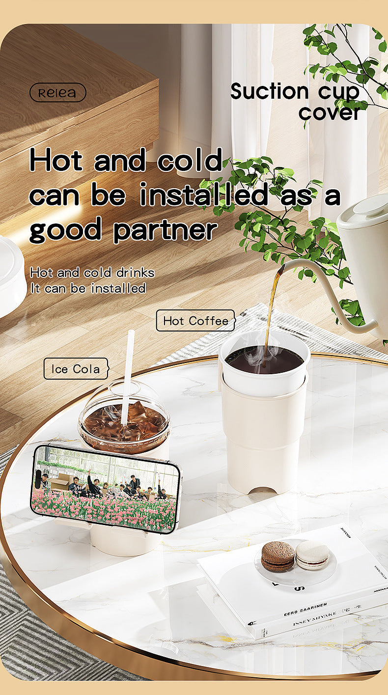 Multi-Purpose Anti-Spill Cup Holder with Suction Base & Detachable Phone Stand(white) V888-ELOSUNG35962