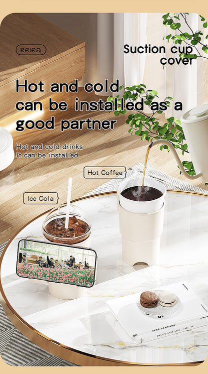 Multi-Purpose Anti-Spill Cup Holder with Suction Base & Detachable Phone Stand(white) V888-ELOSUNG35962