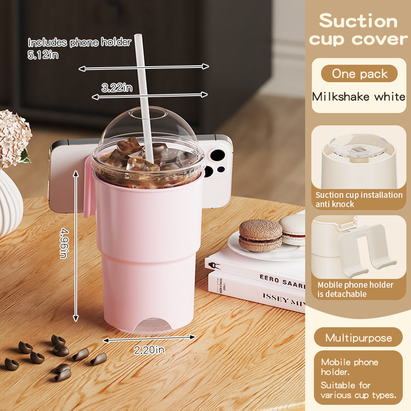 Multi-Purpose Anti-Spill Cup Holder with Suction Base & Detachable Phone Stand(pink) V888-ELOSUNG35963