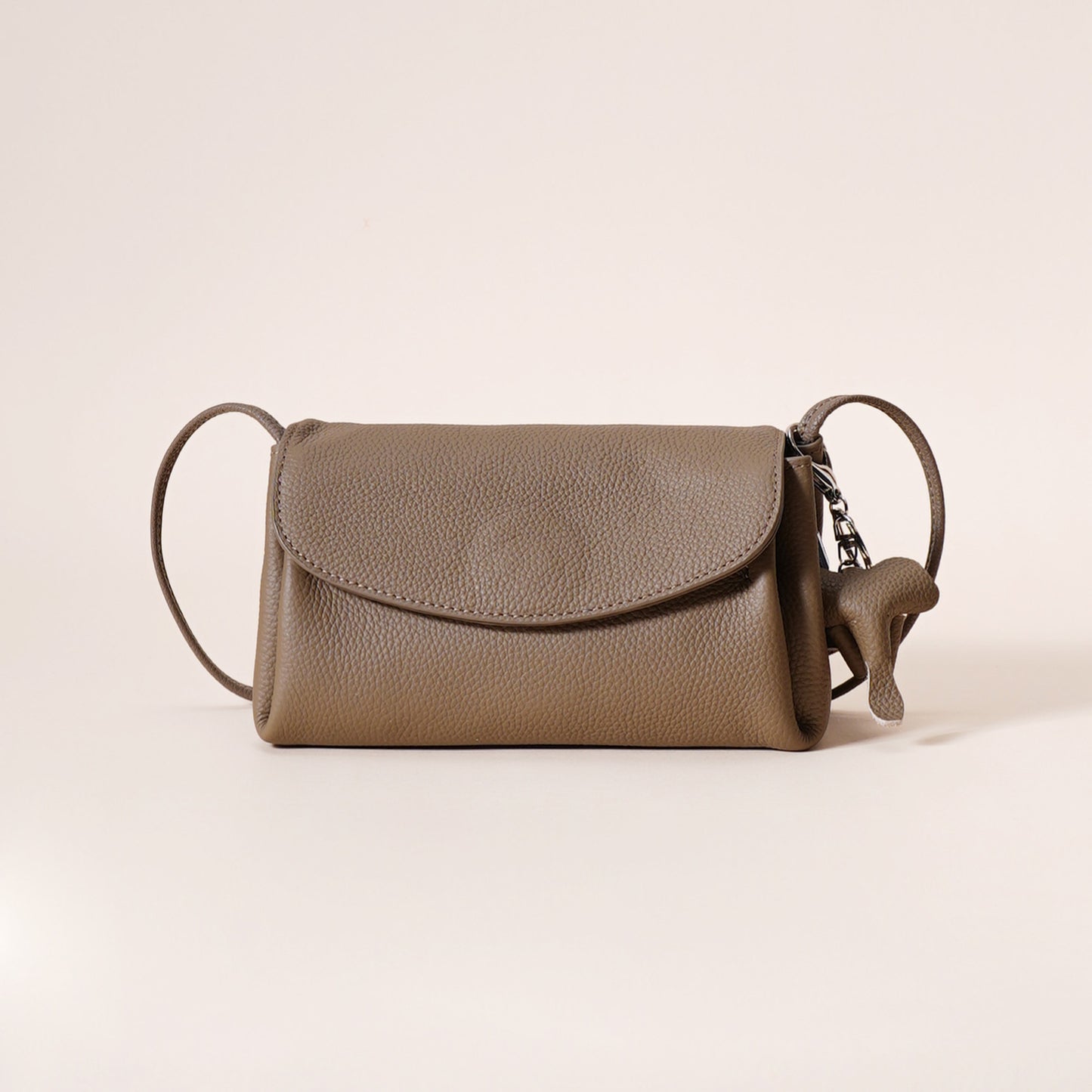 Genuine Leather Flap Crossbody Bag with Elephant Charm - Compact & Stylish Shoulder Purse(Dark gray) V888-ELOSUNG35966