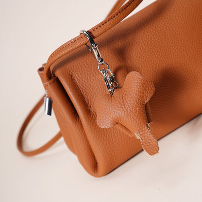 Genuine Leather Flap Crossbody Bag with Elephant Charm - Compact & Stylish Shoulder Purse(Black) V888-ELOSUNG35967