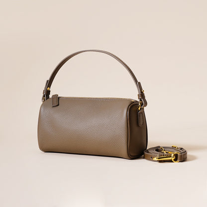 Genuine Leather Boston Bag - Mini Barrel Crossbody & Top Handle Purse(grey) V888-ELOSUNG35968