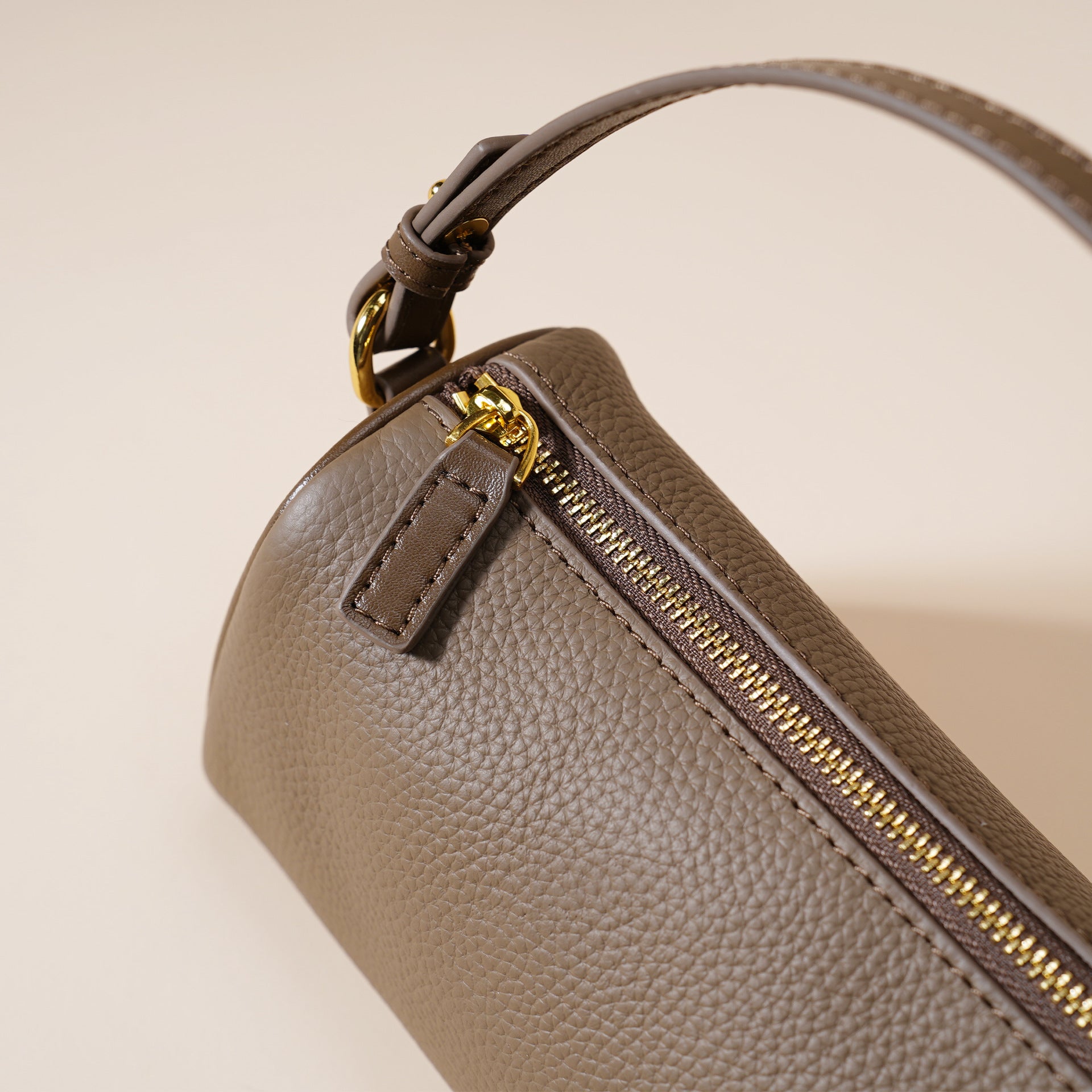 Genuine Leather Boston Bag - Mini Barrel Crossbody & Top Handle Purse(grey) V888-ELOSUNG35968