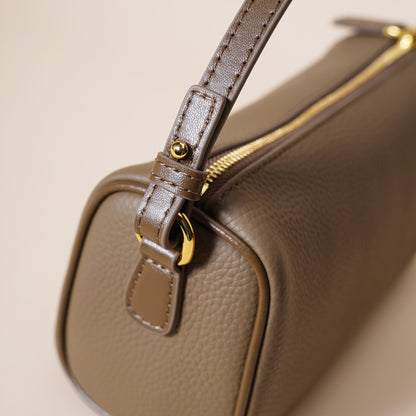 Genuine Leather Boston Bag - Mini Barrel Crossbody & Top Handle Purse(black) V888-ELOSUNG35969