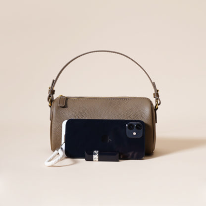 Genuine Leather Boston Bag - Mini Barrel Crossbody & Top Handle Purse(white) V888-ELOSUNG35970