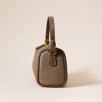 Genuine Leather Boston Bag - Mini Barrel Crossbody & Top Handle Purse(white) V888-ELOSUNG35970