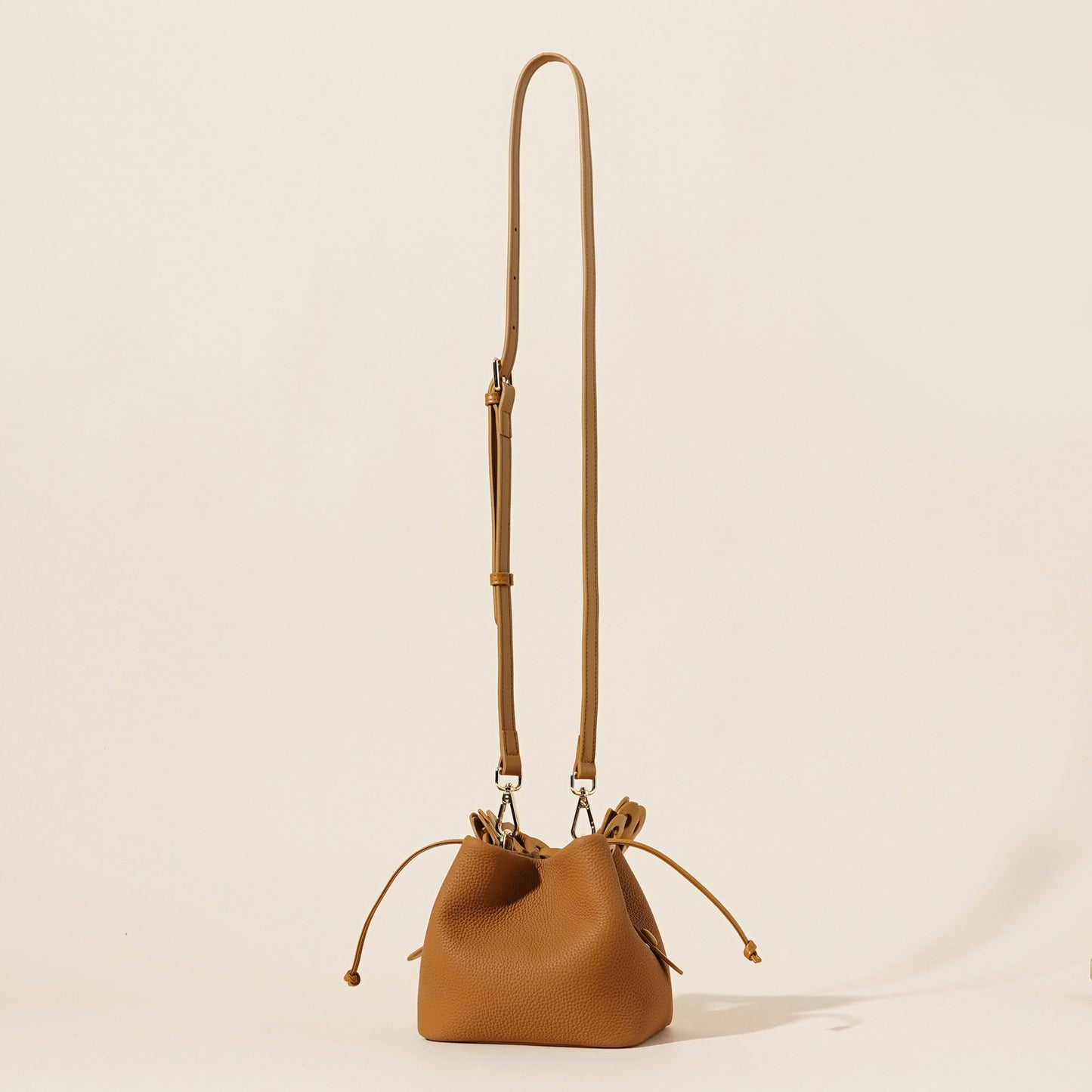 Genuine Leather Mini Bucket Bag with Braided Handle - Chic Drawstring Crossbody Purse(Black) V888-ELOSUNG35985
