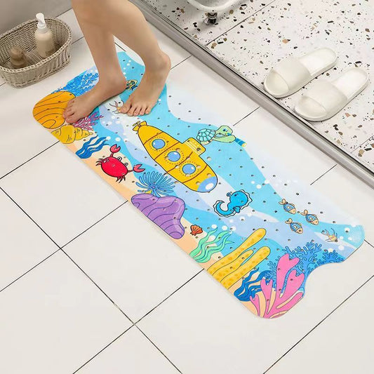 Non-Slip PVC Bath & Shower Mat with Suction Cups and Drainage Holes - Cartoon Ocean Theme(Submarine) V888-ELOSUNG35988
