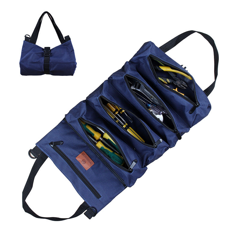 Heavy-Duty Canvas Tool Roll Up Bag & Organizer Tote - Multi-Pocket Wrench & Tool Pouch(Blue) V888-ELOSUNG35992