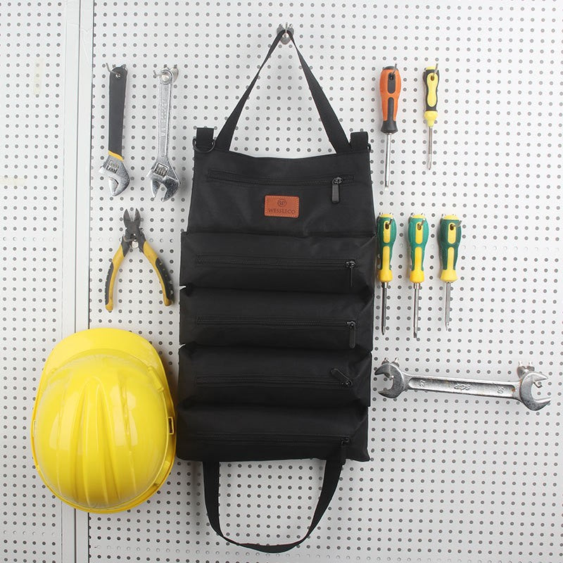 Heavy-Duty Canvas Tool Roll Up Bag & Organizer Tote - Multi-Pocket Wrench & Tool Pouch(Khaki) V888-ELOSUNG35994