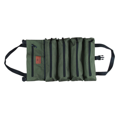 Heavy-Duty Canvas Tool Roll Up Bag & Organizer Tote - Multi-Pocket Wrench & Tool Pouch(Khaki) V888-ELOSUNG35994