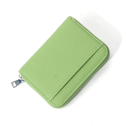 Genuine Leather RFID Blocking Accordion Card Holder & Coin Purse - Large Capacity Zip Wallet(green) V888-ELOSUNG35998