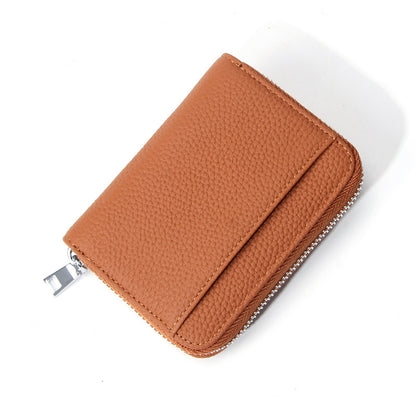 Genuine Leather RFID Blocking Accordion Card Holder & Coin Purse - Large Capacity Zip Wallet(brown) V888-ELOSUNG35999