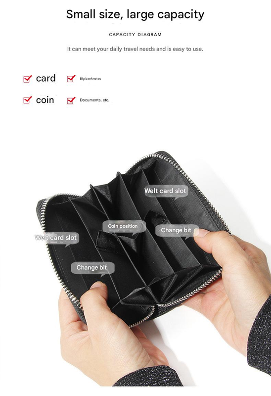 Genuine Leather RFID Blocking Accordion Card Holder & Coin Purse - Large Capacity Zip Wallet(brown) V888-ELOSUNG35999