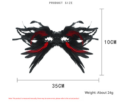 Black Mysterious Gothic Feather Masquerade Mask - Black Angel Wing Venetian Party Costume V888-ELOSUNG36000