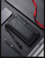Black Classic Long Zipper Wallet Clutch - Large Capacity PU Leather Phone & Card Holder with Wrist Strap V888-ELOSUNG36002