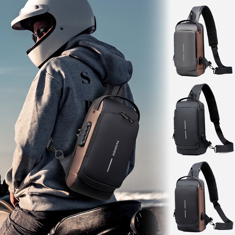 Black Men's Anti-Theft Crossbody Sling Bag with USB Charging Port & Combination Lock V888-ELOSUNG36005