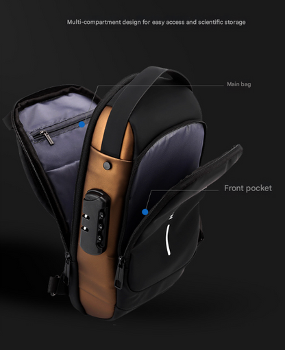 Black Men's Anti-Theft Crossbody Sling Bag with USB Charging Port & Combination Lock V888-ELOSUNG36005