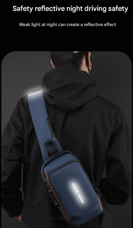 Black Men's Anti-Theft Crossbody Sling Bag with USB Charging Port & Combination Lock V888-ELOSUNG36005