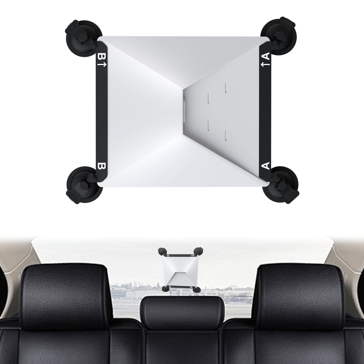 White and Black Heavy-Duty Suction Cup Mount for Starlink Mini - All-Weather Car, RV & Boat Bracket V888-ELOSUNG36010
