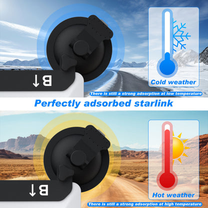 White and Black Heavy-Duty Suction Cup Mount for Starlink Mini - All-Weather Car, RV & Boat Bracket V888-ELOSUNG36010