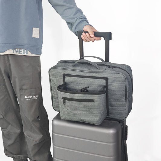 Heather Grey Versatile Travel Organizer Bag with Luggage Sleeve - Portable Carry-On for Laptop, Shoes & V888-ELOSUNG36027