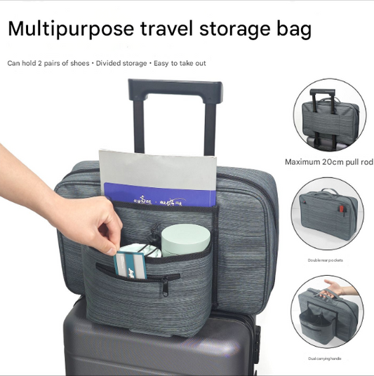 Heather Grey Versatile Travel Organizer Bag with Luggage Sleeve - Portable Carry-On for Laptop, Shoes & V888-ELOSUNG36027