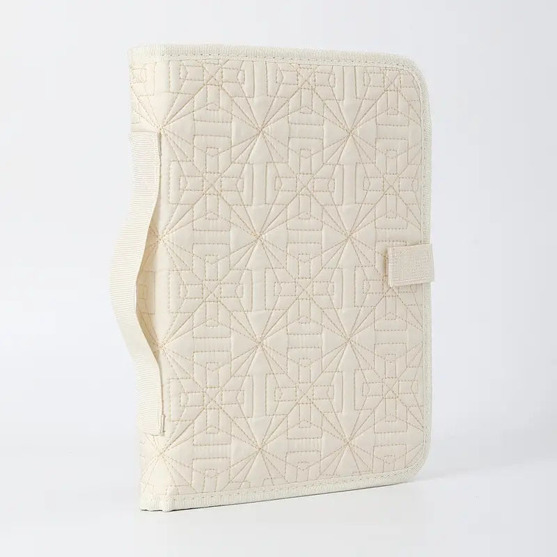 Beige Elegant Quilted Bible Cover - Protective Book Case with Carry Handle V888-ELOSUNG36035