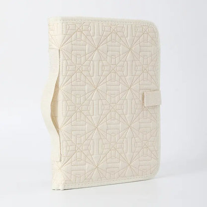 Beige Elegant Quilted Bible Cover - Protective Book Case with Carry Handle V888-ELOSUNG36035