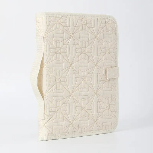 Beige Elegant Quilted Bible Cover - Protective Book Case with Carry Handle V888-ELOSUNG36035