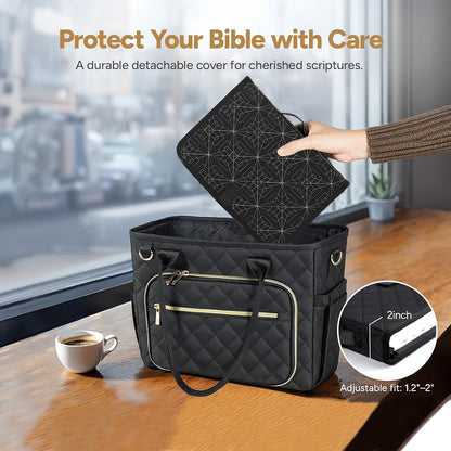 Beige Elegant Quilted Bible Cover - Protective Book Case with Carry Handle V888-ELOSUNG36035