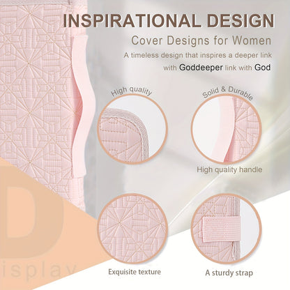 Beige Elegant Quilted Bible Cover - Protective Book Case with Carry Handle V888-ELOSUNG36035