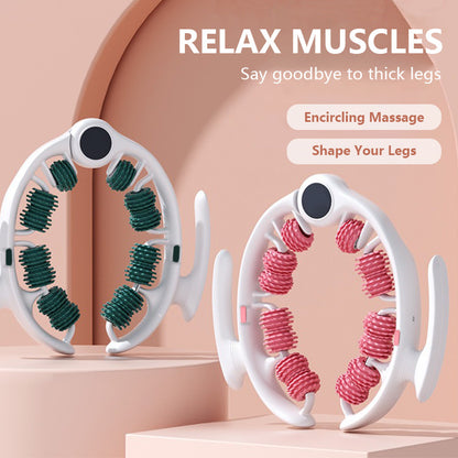 Pink U-Shape 360 Degree Massage Roller - Multi-Functional Leg, Arm & Neck Massager for Muscle Relief & V888-ELOSUNG36045