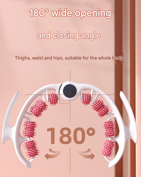 Pink U-Shape 360 Degree Massage Roller - Multi-Functional Leg, Arm & Neck Massager for Muscle Relief & V888-ELOSUNG36045