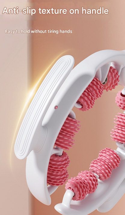 Pink U-Shape 360 Degree Massage Roller - Multi-Functional Leg, Arm & Neck Massager for Muscle Relief & V888-ELOSUNG36045