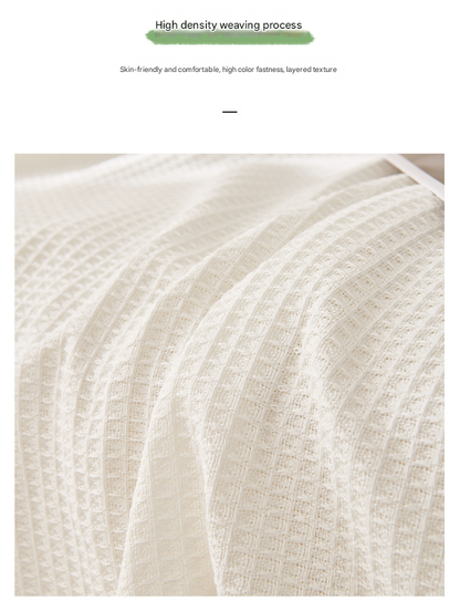 Black and white Ball Pattern Soft Waffle Weave Throw Blanket - Boho Style Cotton Blend Sofa Cover with Fringe V888-ELOSUNG36047